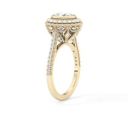 Round Halo & Pave Lab Grown Diamond Engagement Ring