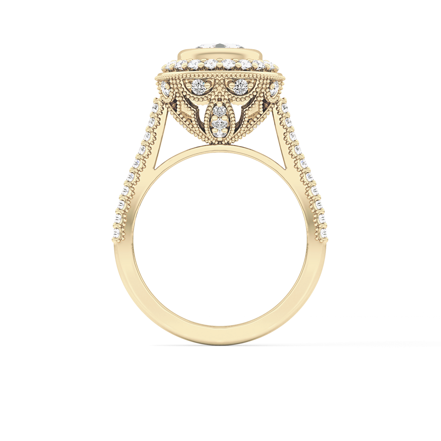 Round Halo & Pave Lab Grown Diamond Engagement Ring