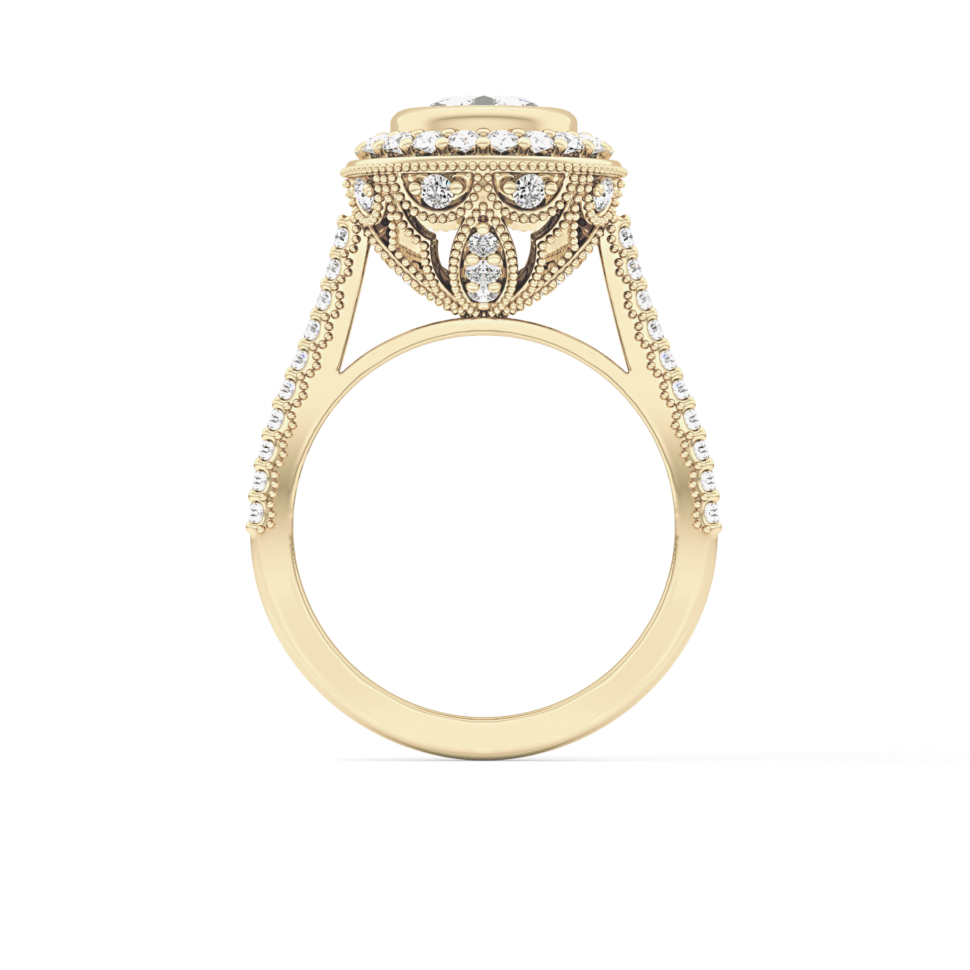 Round Halo & Pave Lab Grown Diamond Engagement Ring