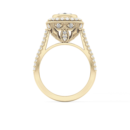 Round Halo & Pave Lab Grown Diamond Engagement Ring