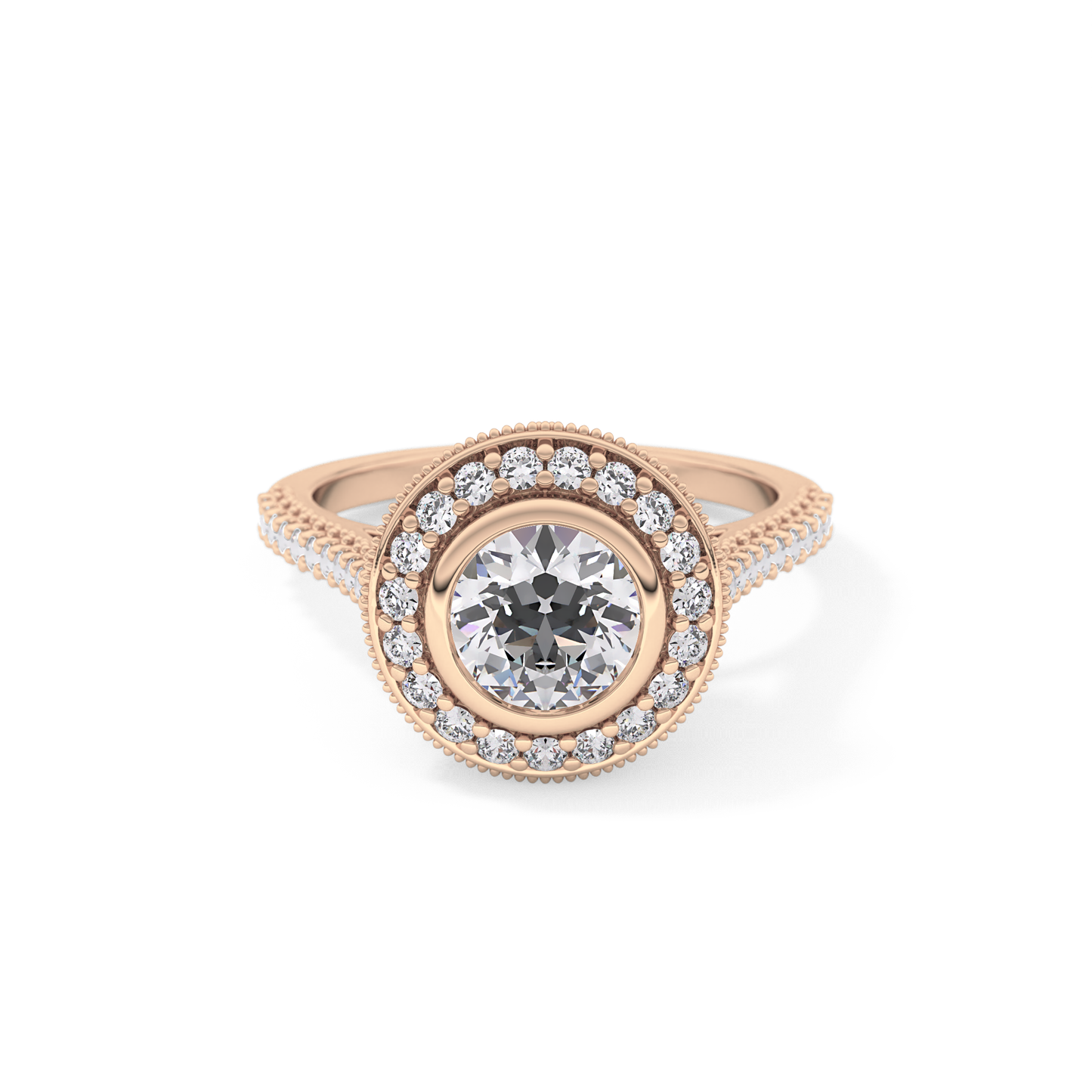 Round Halo & Pave Lab Grown Diamond Engagement Ring