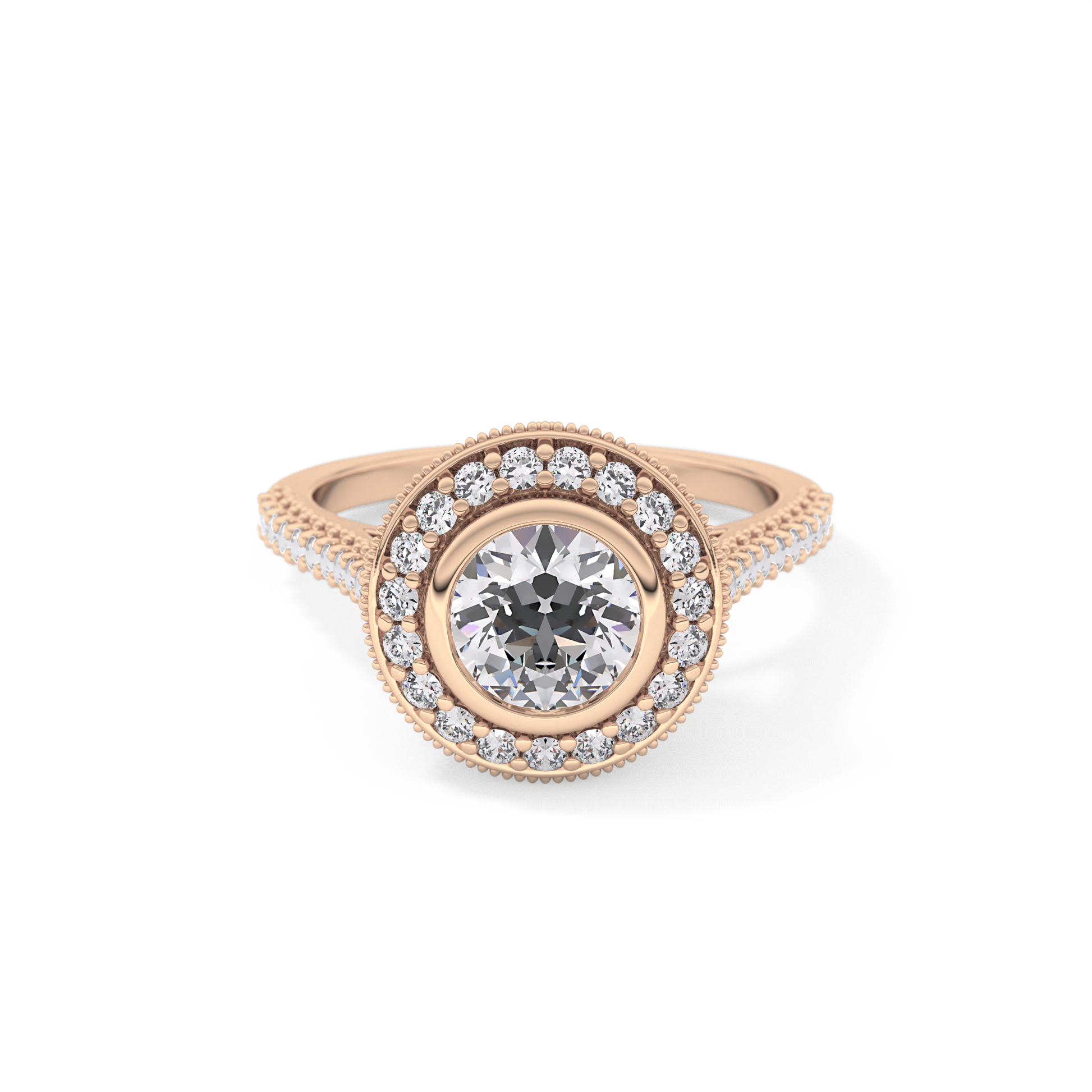 Round Halo & Pave Lab Grown Diamond Engagement Ring