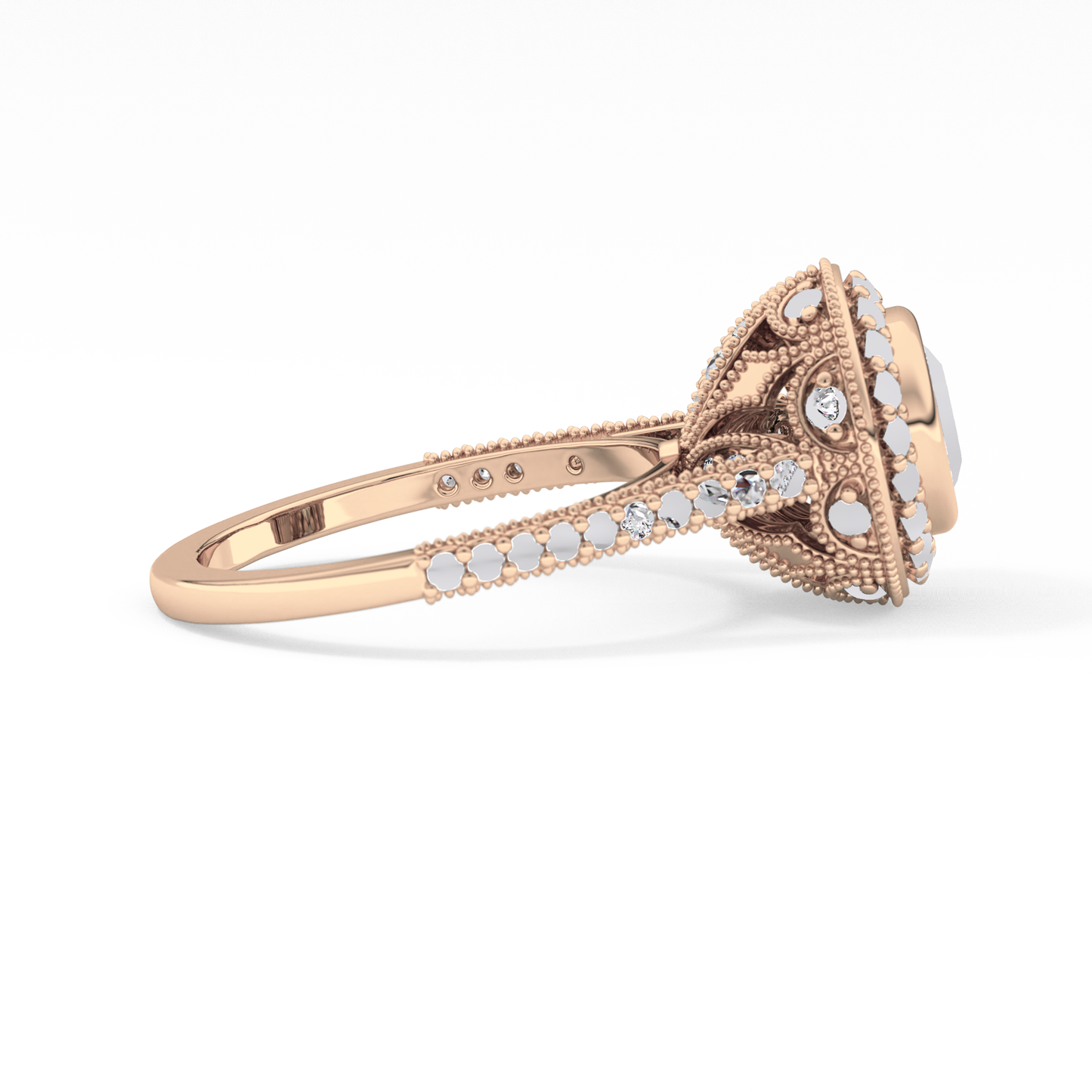 Round Halo & Pave Lab Grown Diamond Engagement Ring