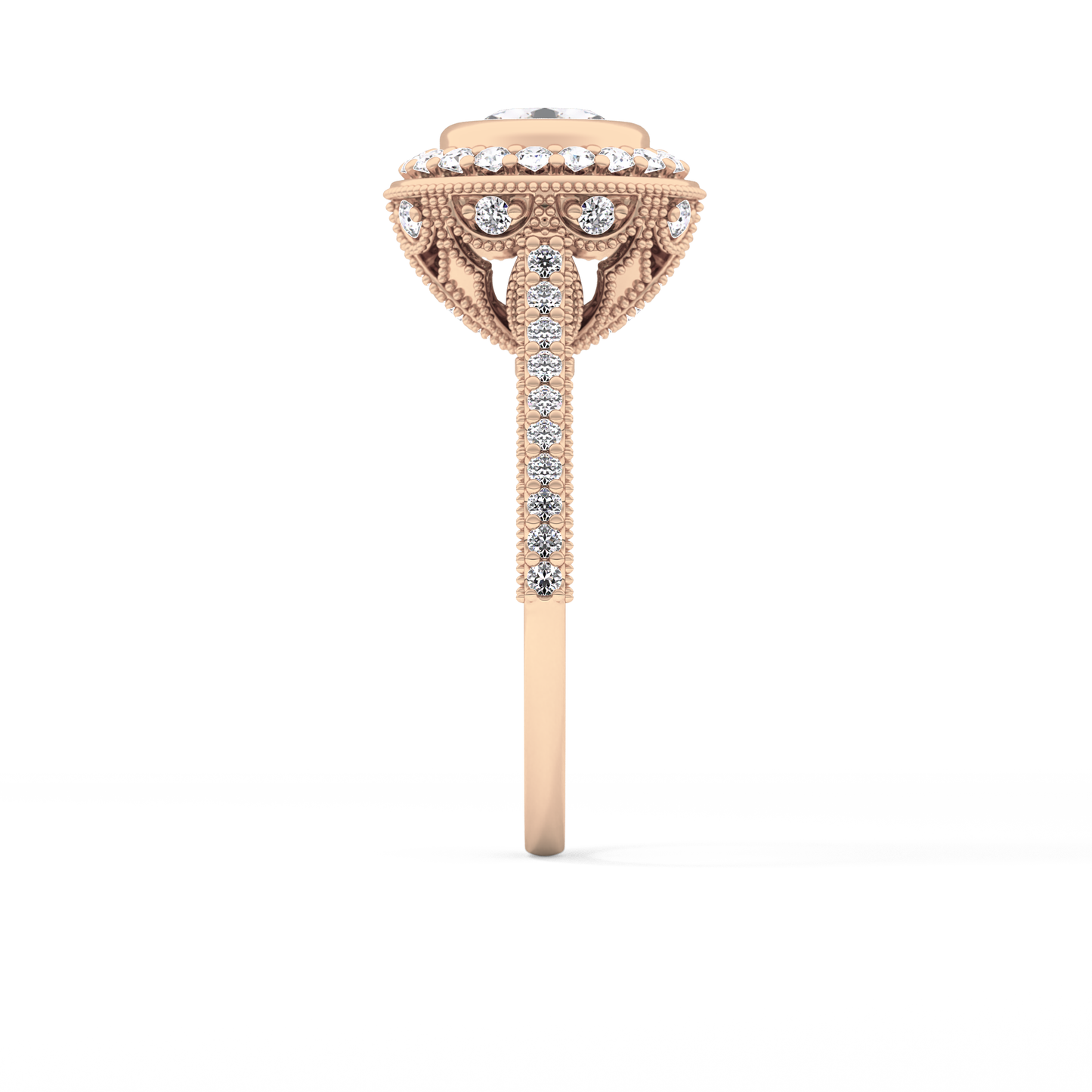 Round Halo & Pave Lab Grown Diamond Engagement Ring