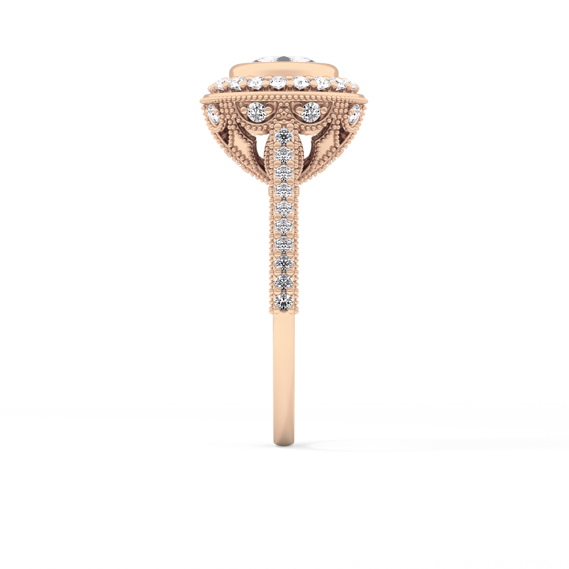 Round Halo & Pave Lab Grown Diamond Engagement Ring
