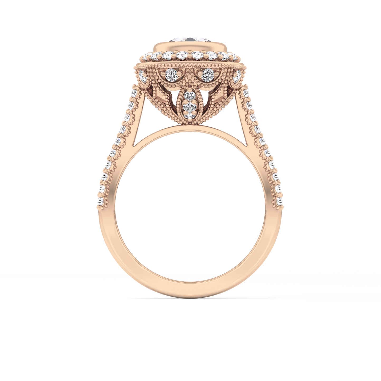 Round Halo & Pave Lab Grown Diamond Engagement Ring