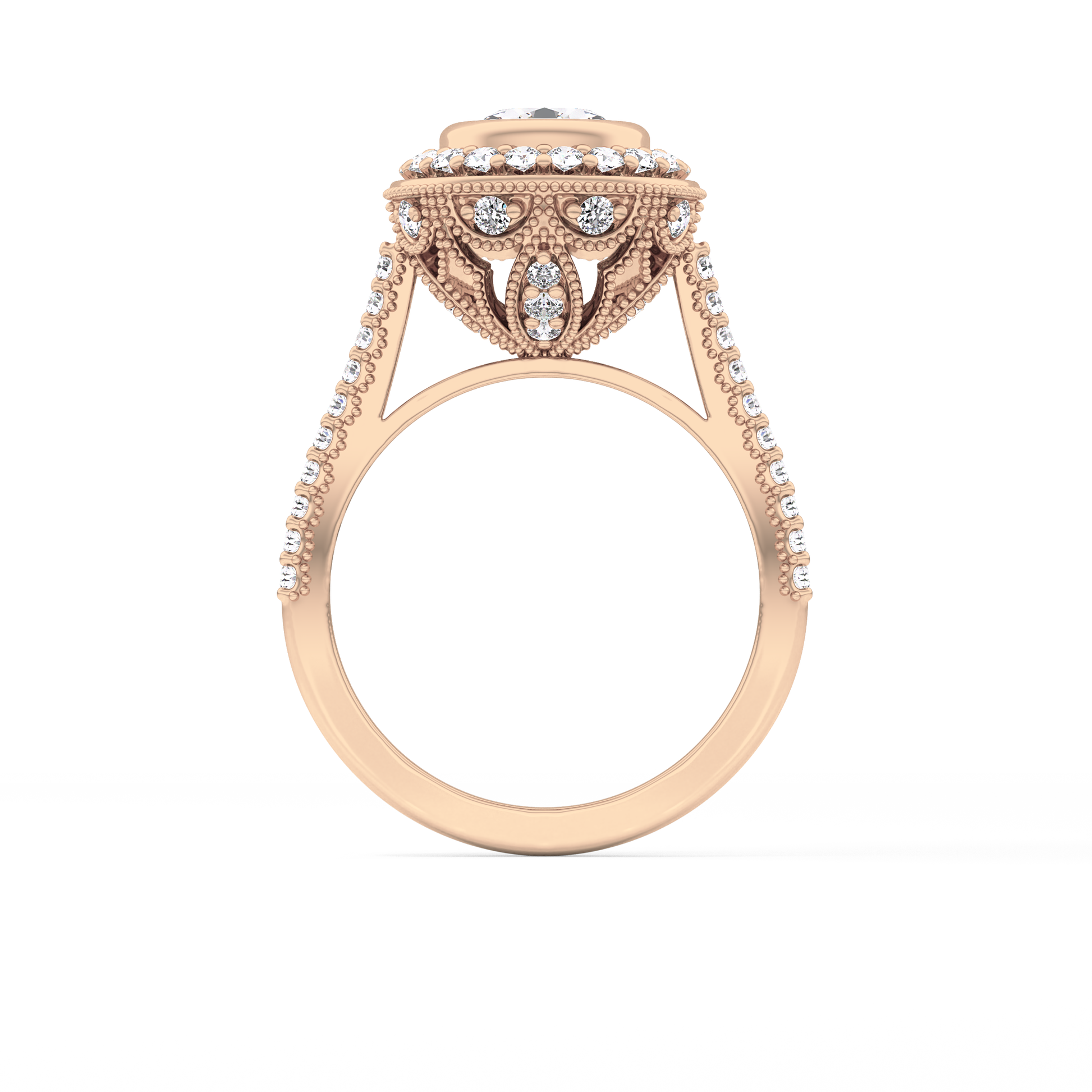 Round Halo & Pave Lab Grown Diamond Engagement Ring