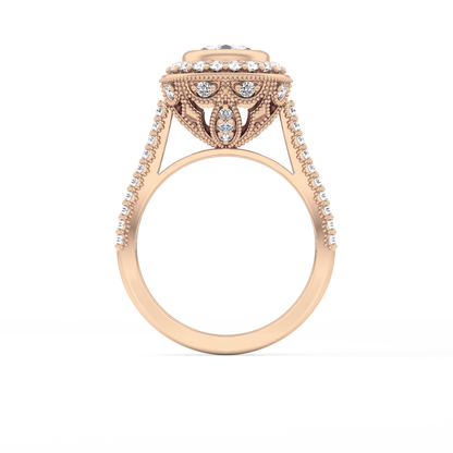 Round Halo & Pave Lab Grown Diamond Engagement Ring