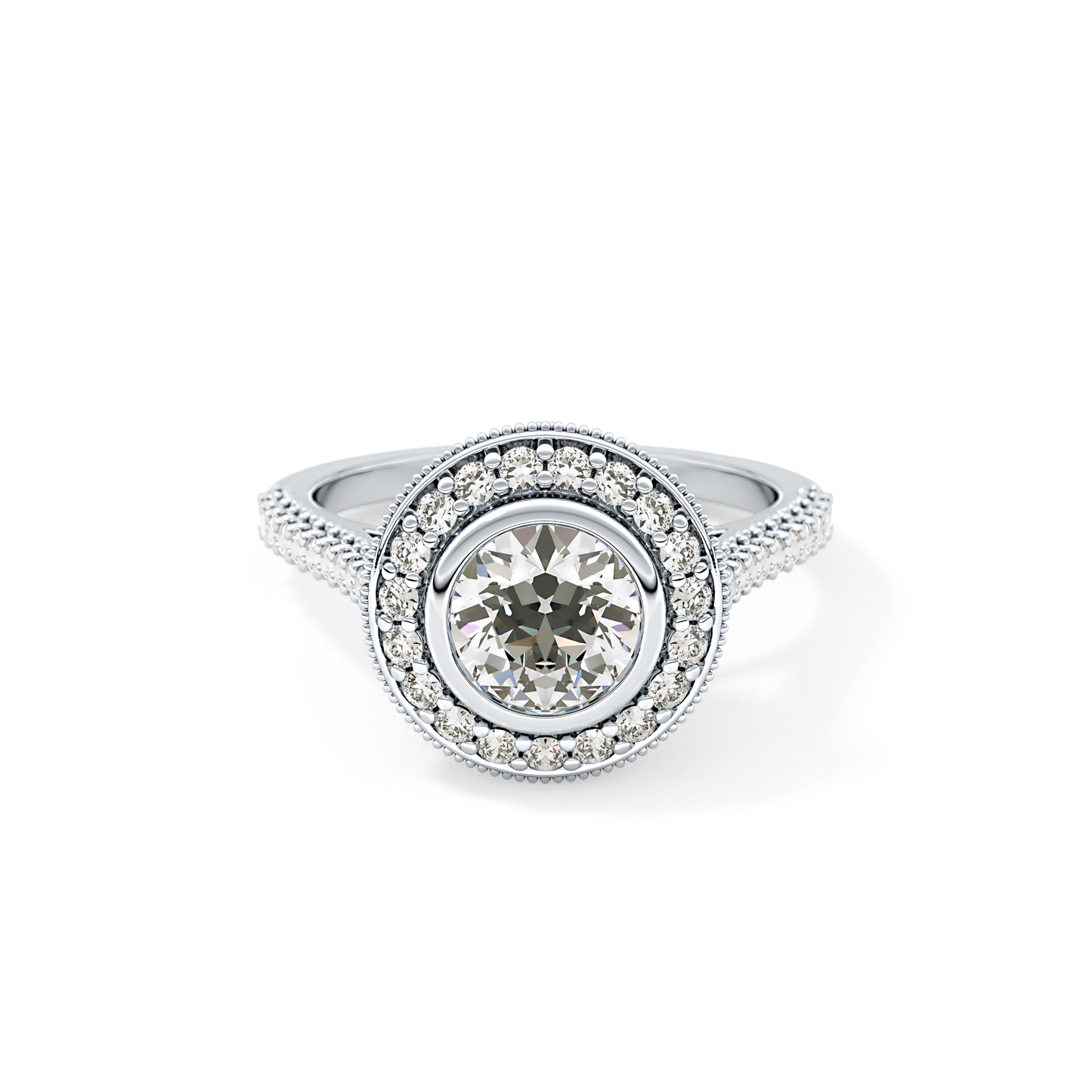 Round Halo & Pave Lab Grown Diamond Engagement Ring