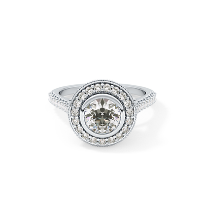 Round Halo & Pave Lab Grown Diamond Engagement Ring