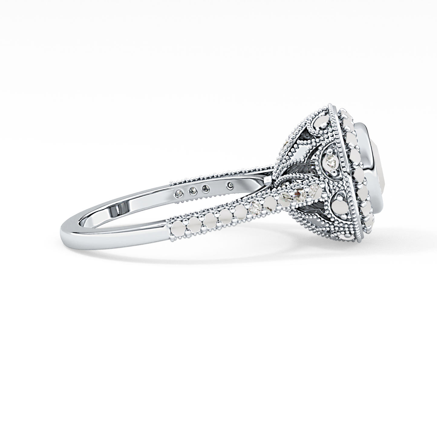 Round Halo & Pave Lab Grown Diamond Engagement Ring