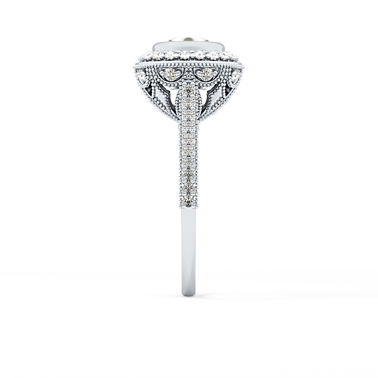 Round Halo & Pave Lab Grown Diamond Engagement Ring