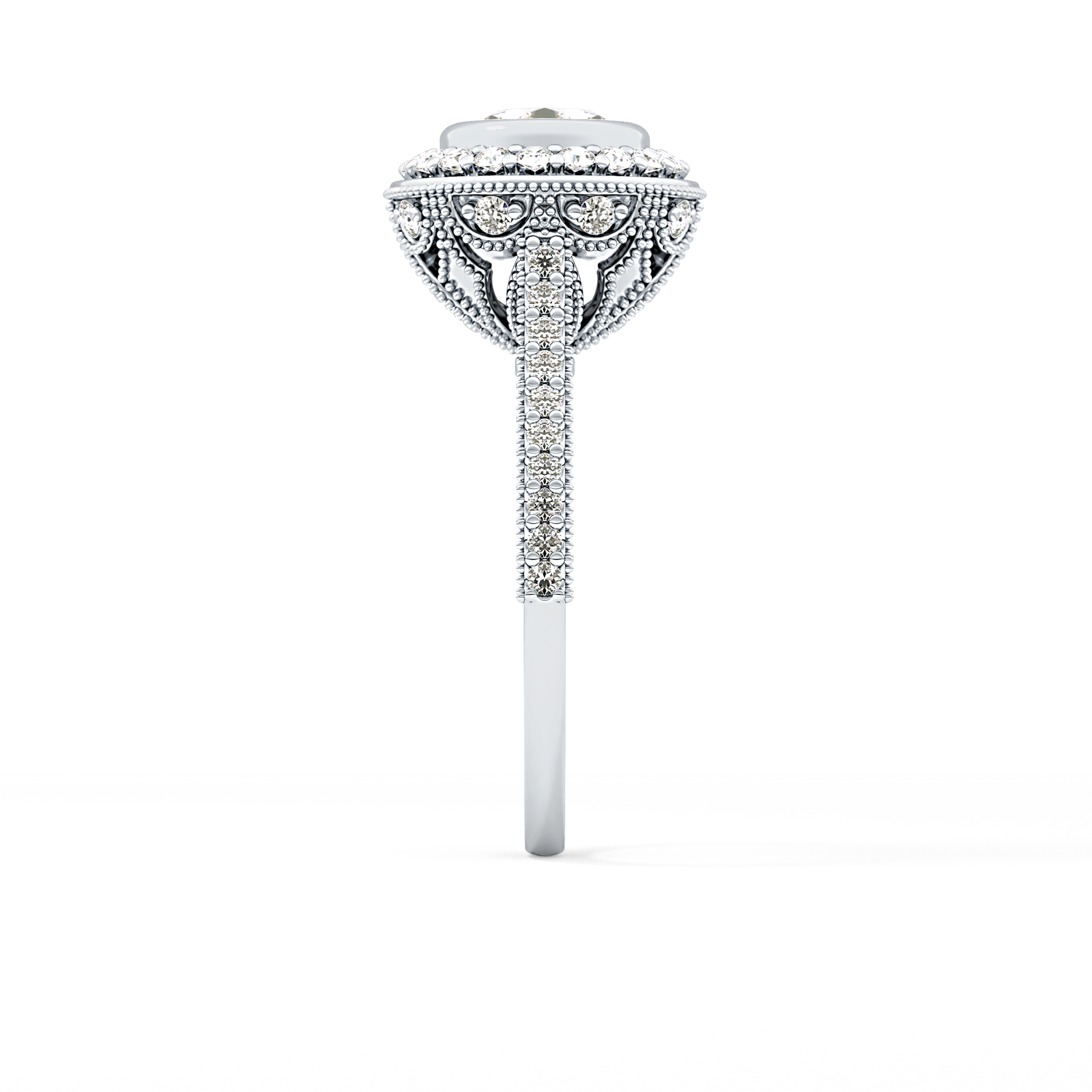 Round Halo & Pave Lab Grown Diamond Engagement Ring