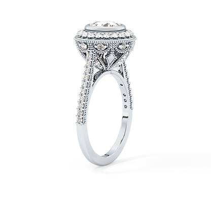 Round Halo & Pave Lab Grown Diamond Engagement Ring