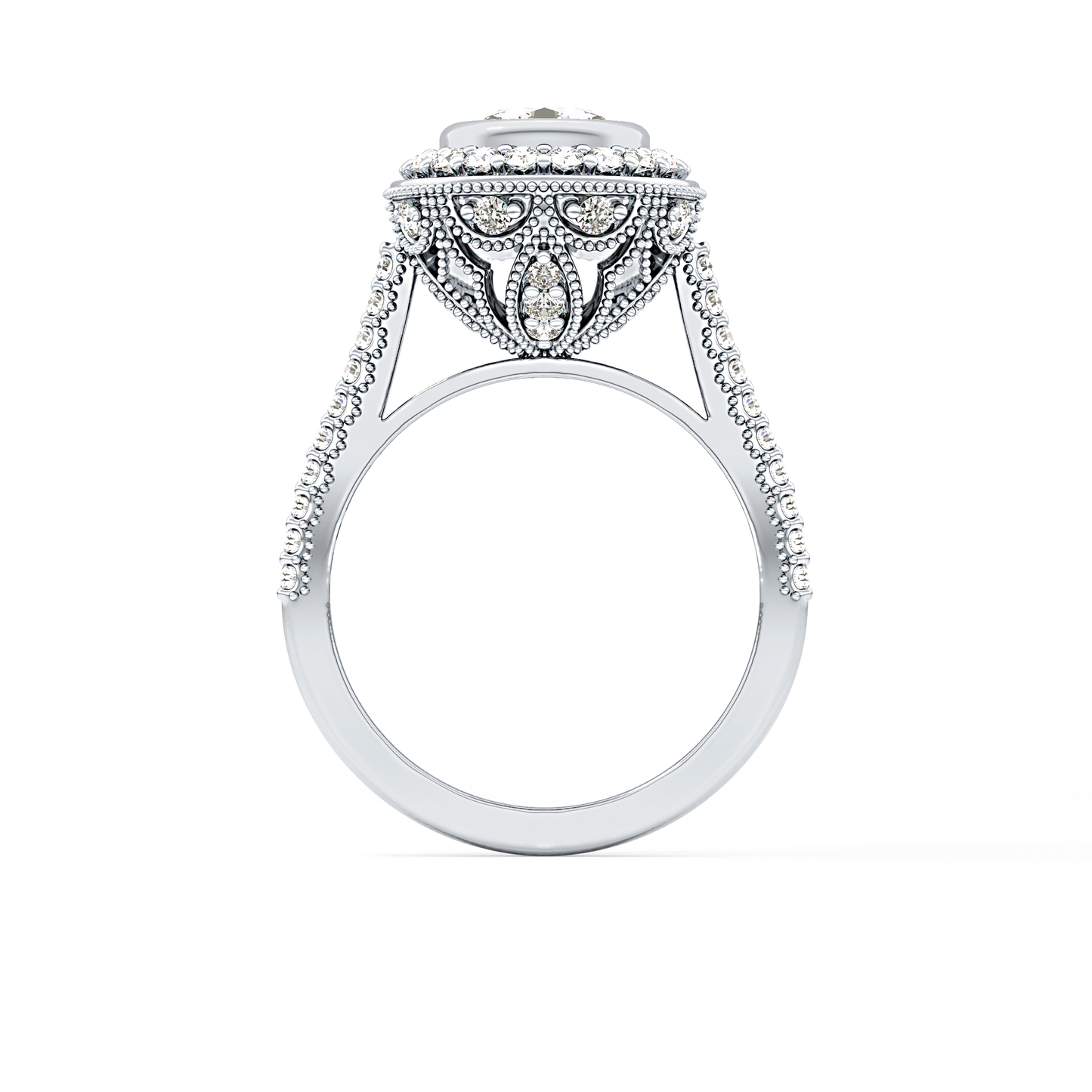 Round Halo & Pave Lab Grown Diamond Engagement Ring