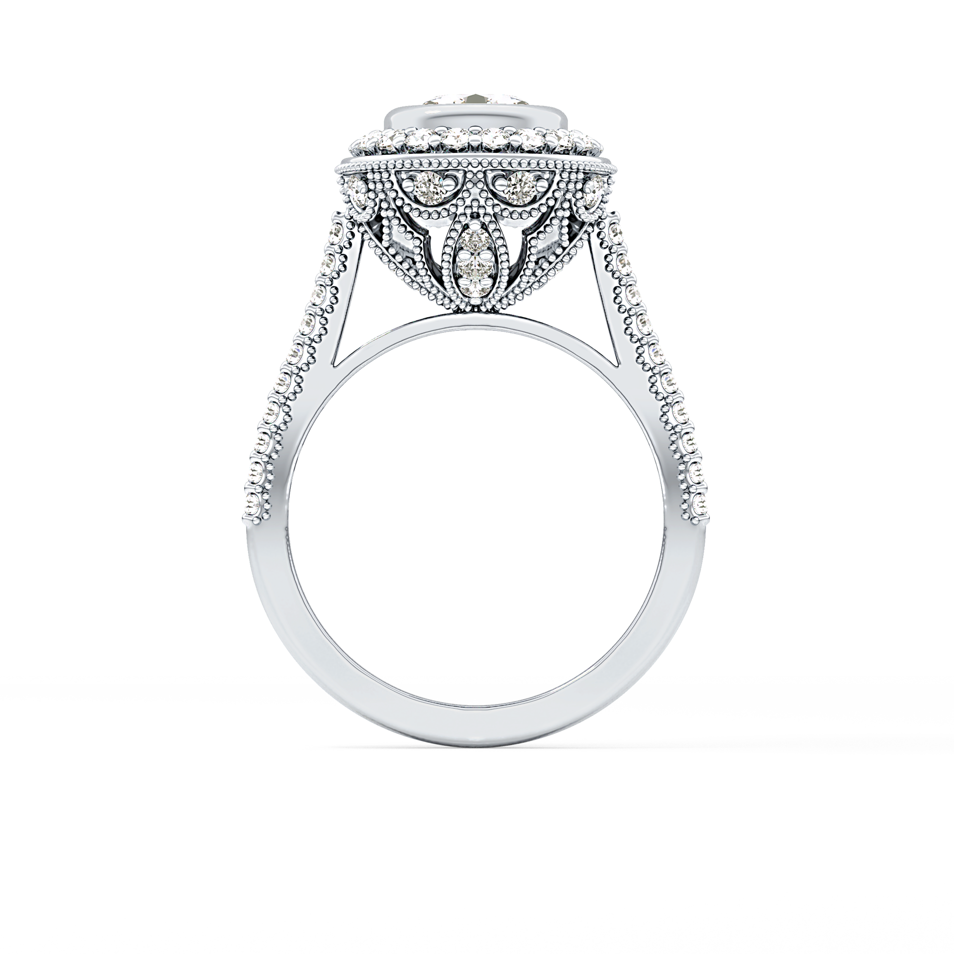 Round Halo & Pave Lab Grown Diamond Engagement Ring