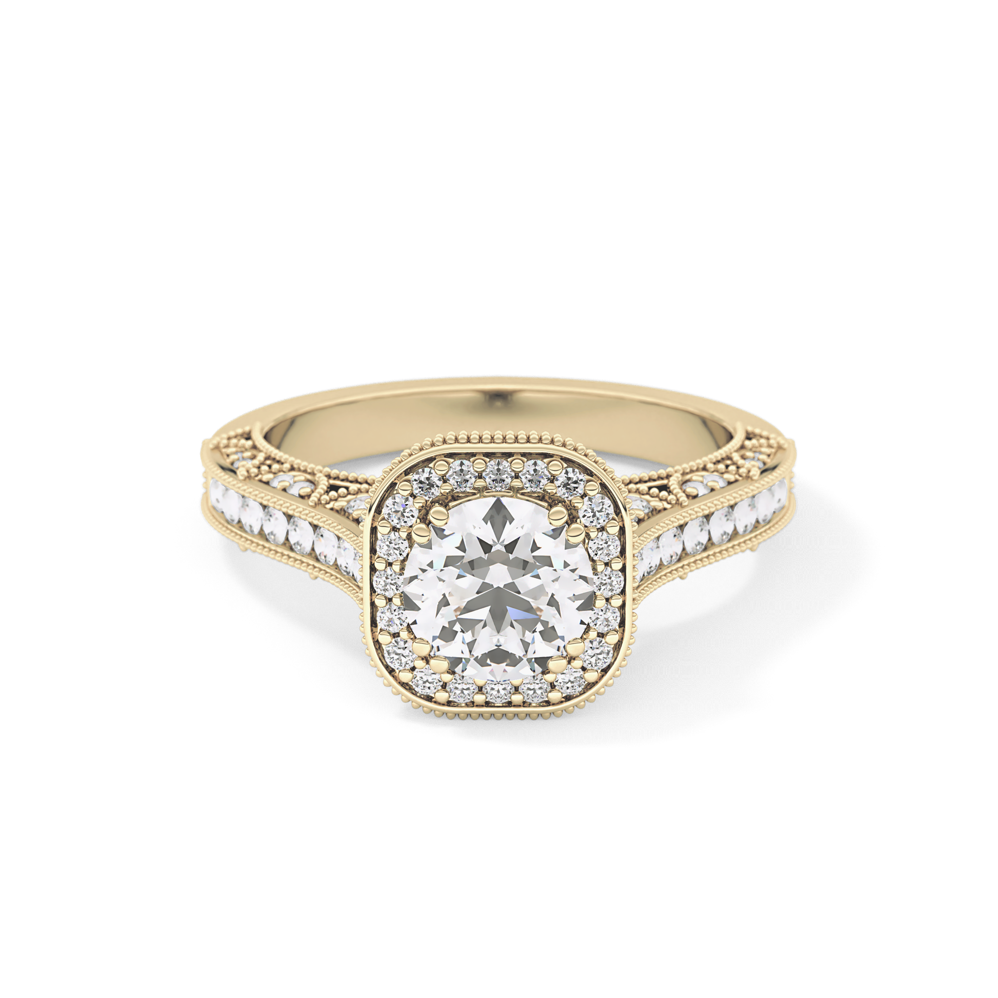 Round Halo & Pave Lab Grown Diamond Engagement Ring