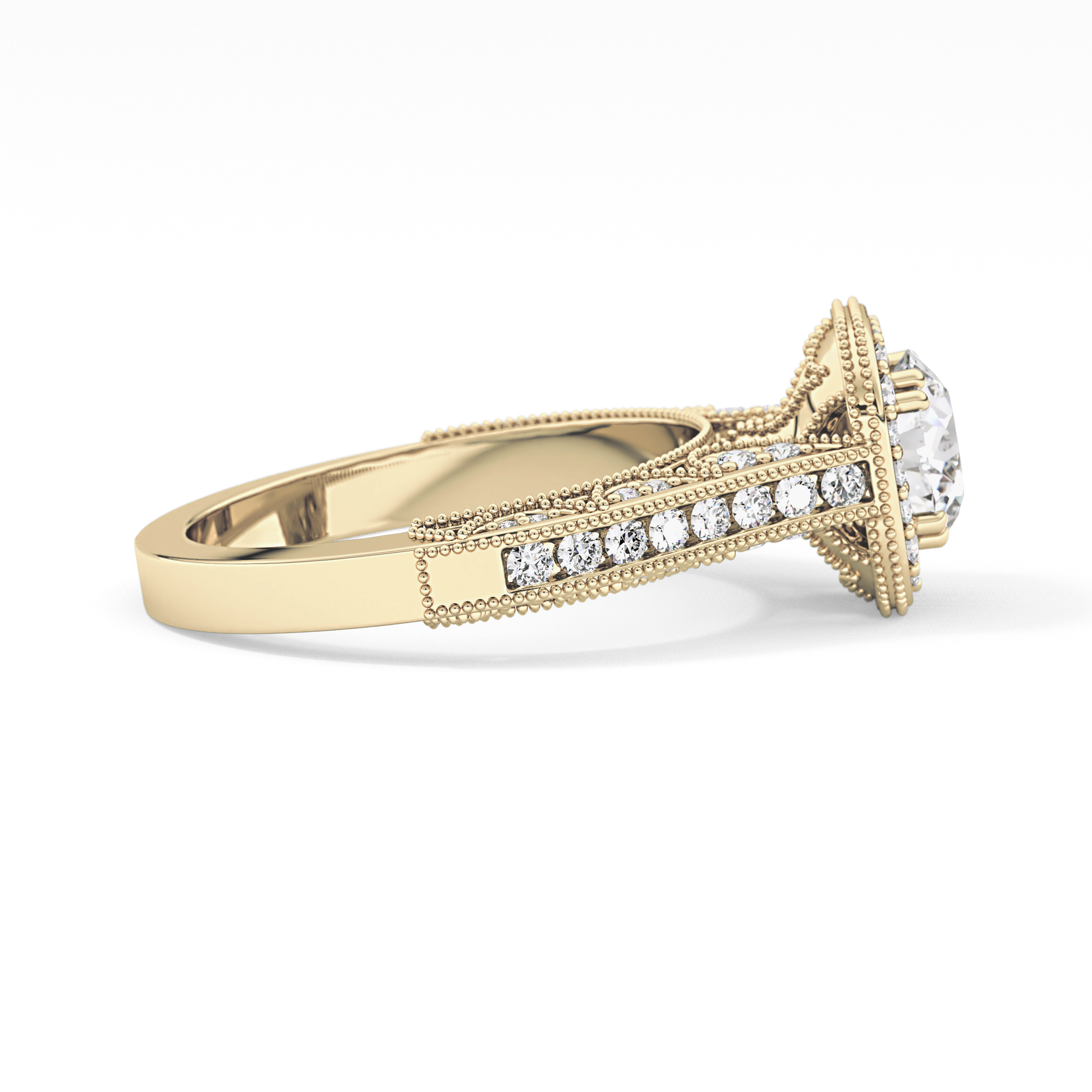 Round Halo & Pave Lab Grown Diamond Engagement Ring