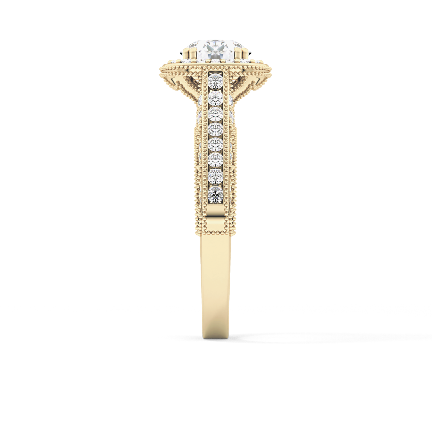 Round Halo & Pave Lab Grown Diamond Engagement Ring