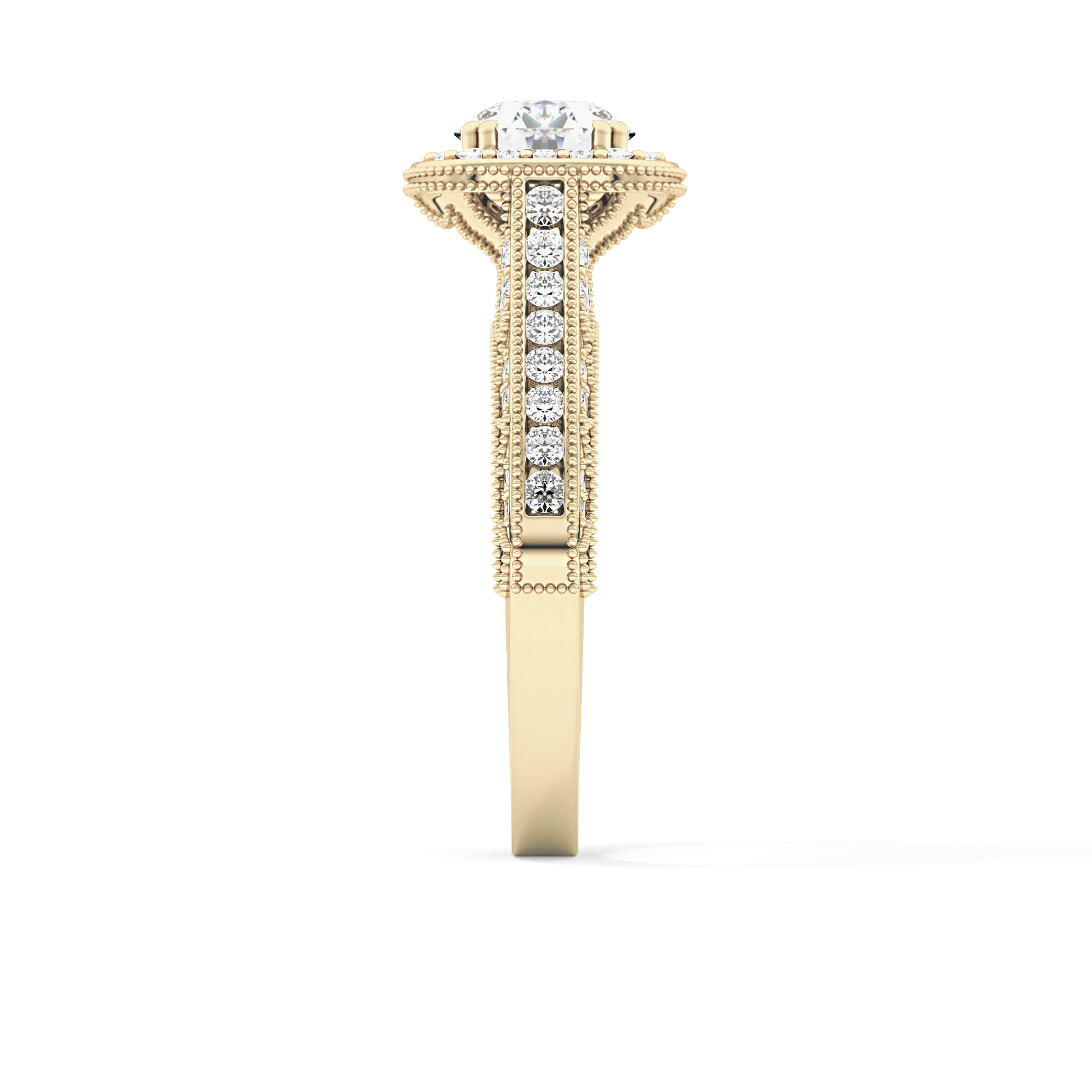 Round Halo & Pave Lab Grown Diamond Engagement Ring