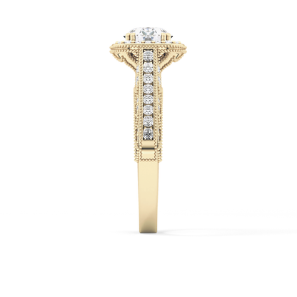 Round Halo & Pave Lab Grown Diamond Engagement Ring