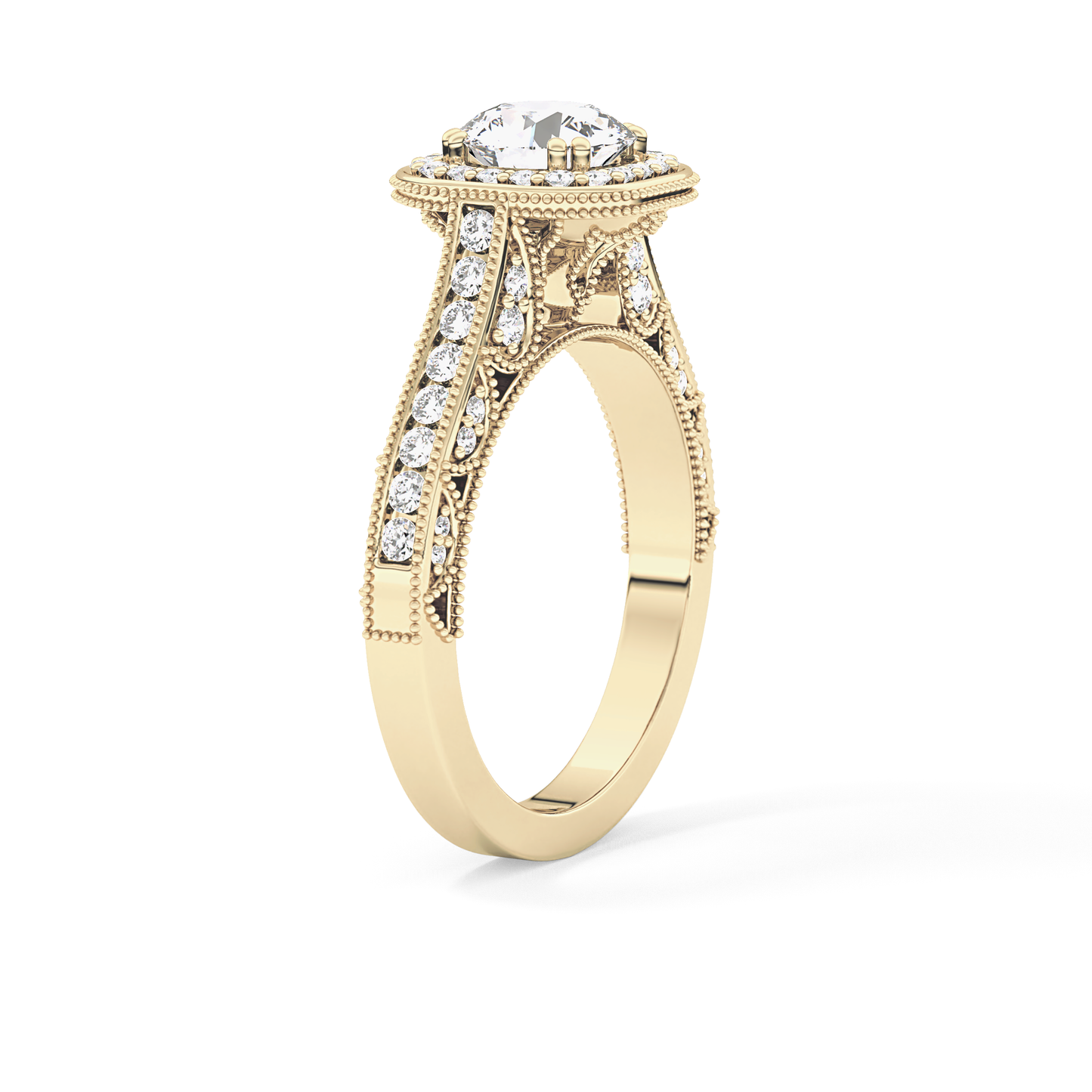 Round Halo & Pave Lab Grown Diamond Engagement Ring