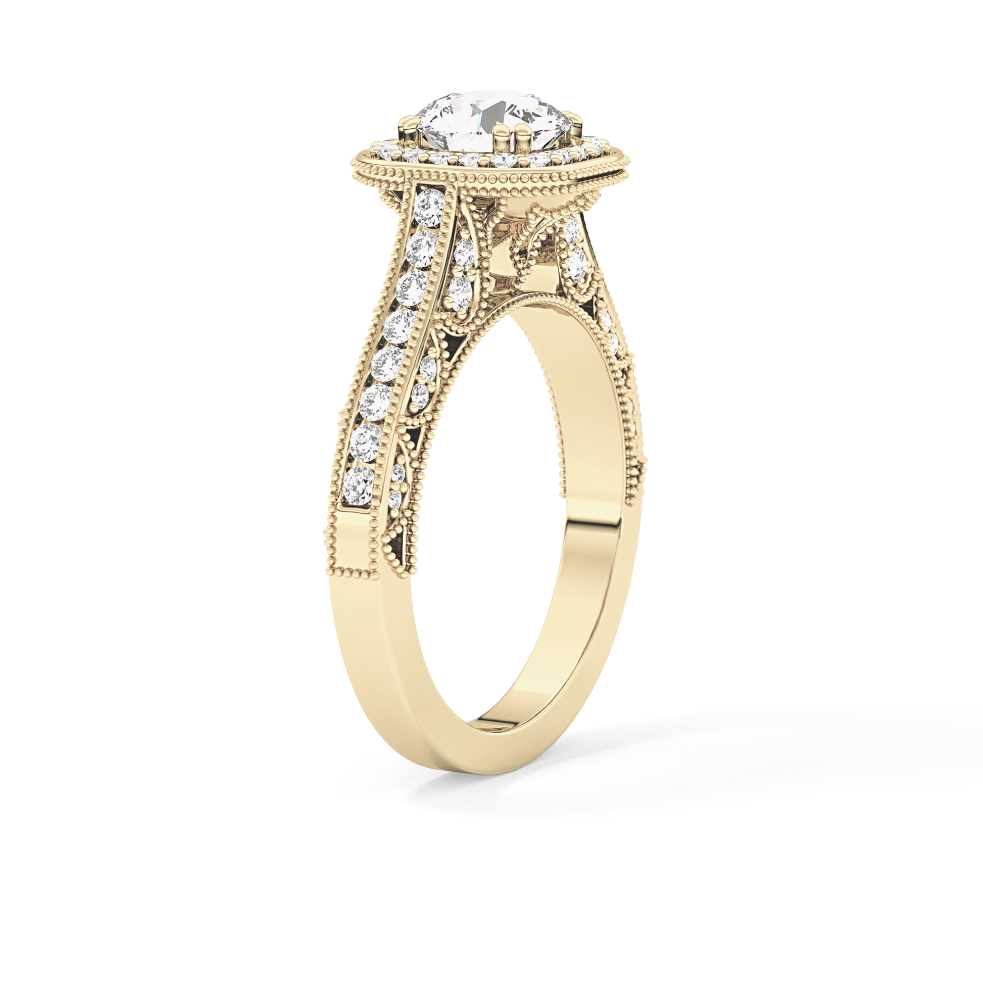 Round Halo & Pave Lab Grown Diamond Engagement Ring