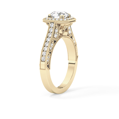 Round Halo & Pave Lab Grown Diamond Engagement Ring