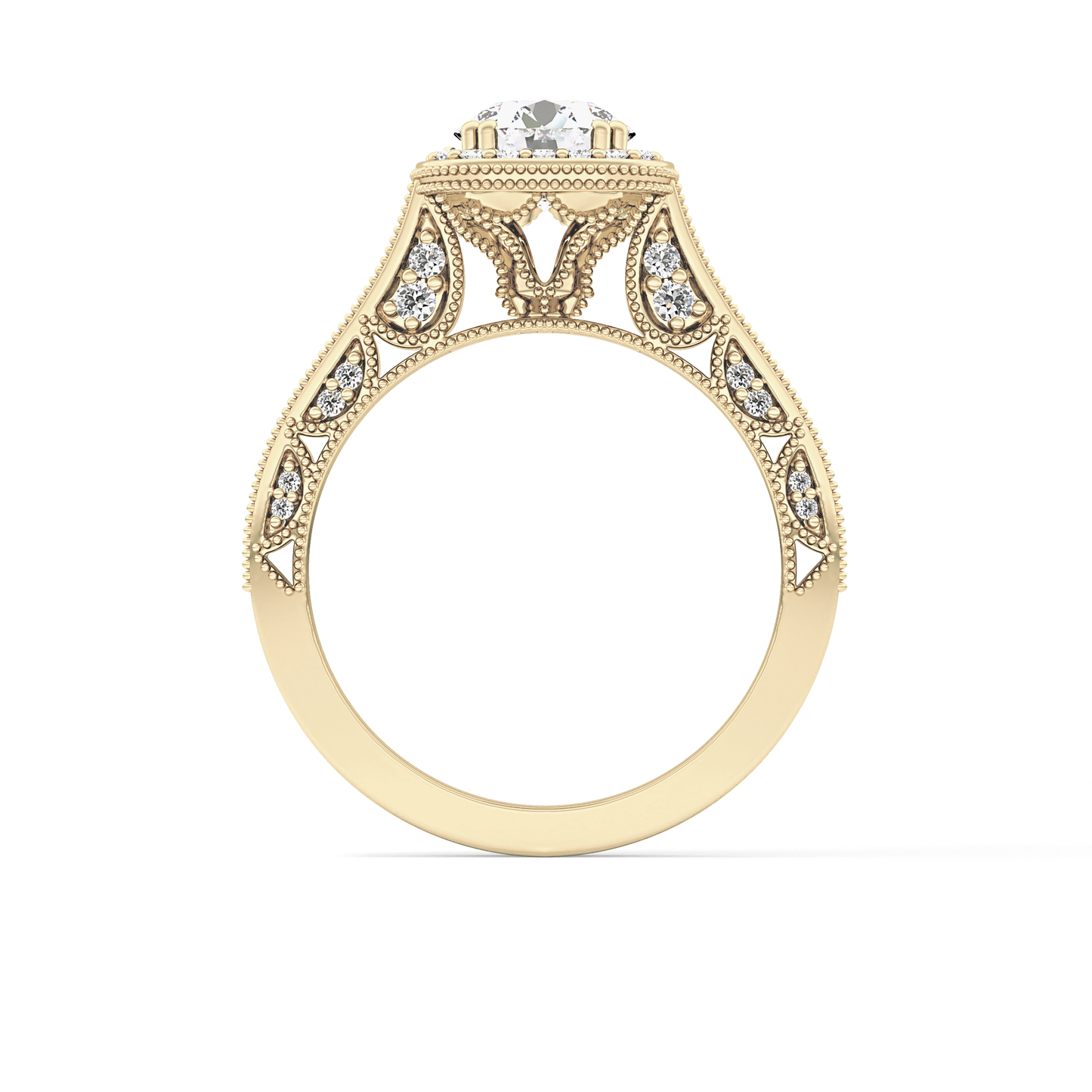 Round Halo & Pave Lab Grown Diamond Engagement Ring