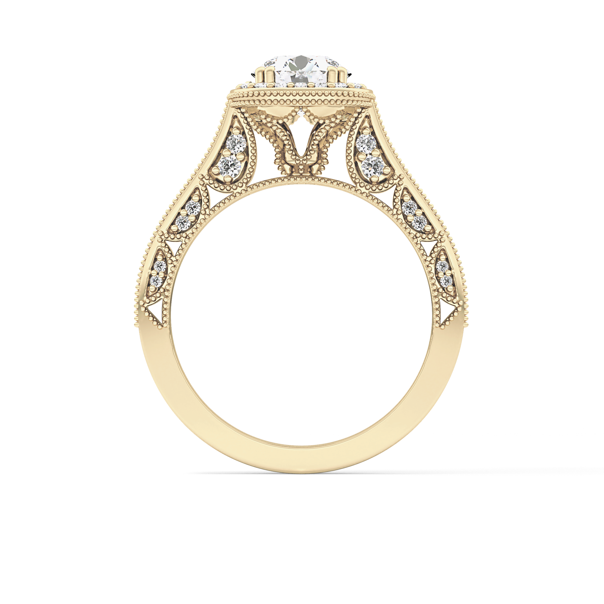 Round Halo & Pave Lab Grown Diamond Engagement Ring