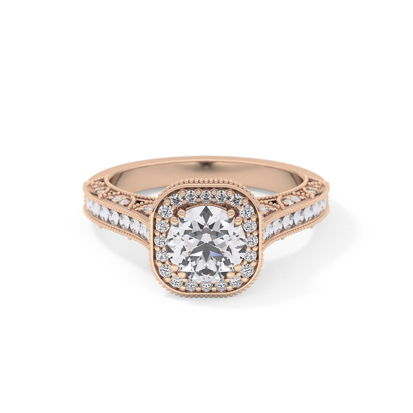 Round Halo & Pave Lab Grown Diamond Engagement Ring