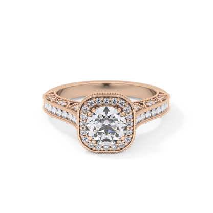 Round Halo & Pave Lab Grown Diamond Engagement Ring