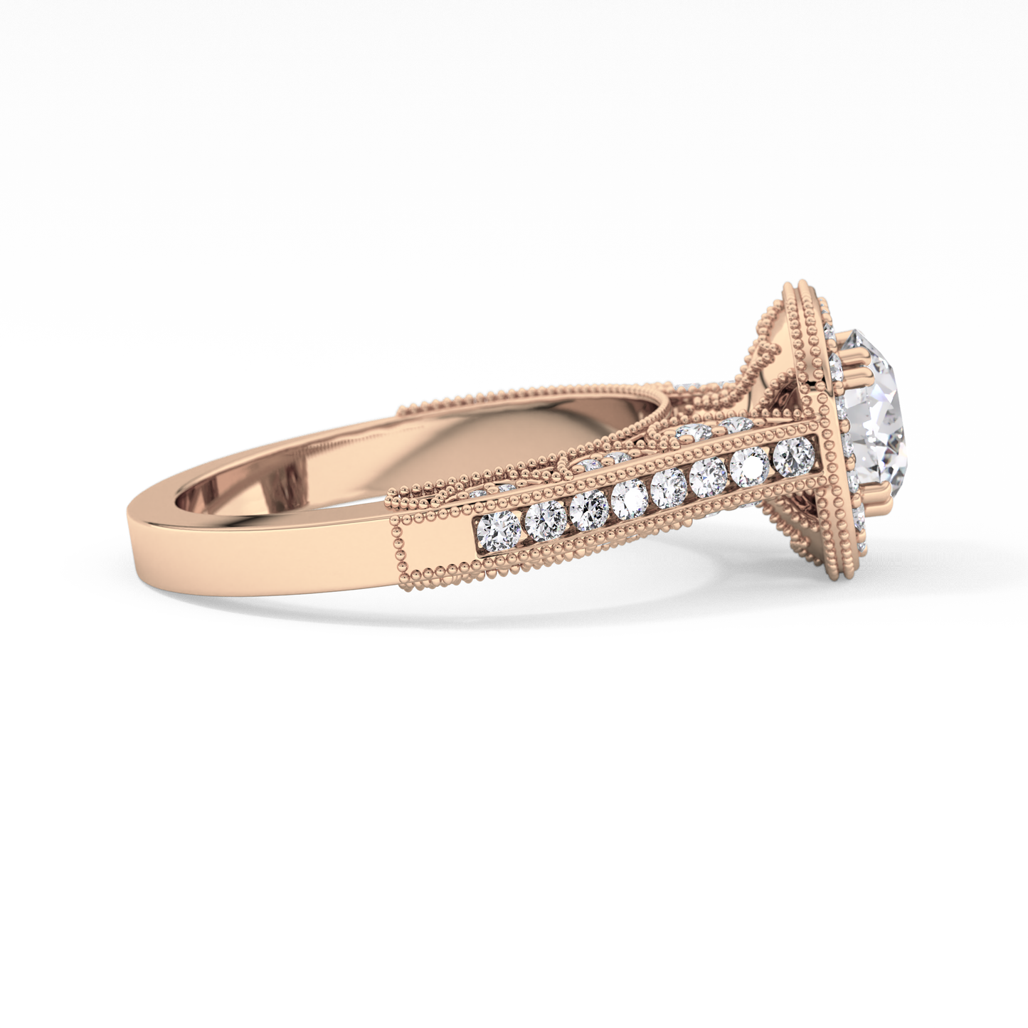 Round Halo & Pave Lab Grown Diamond Engagement Ring
