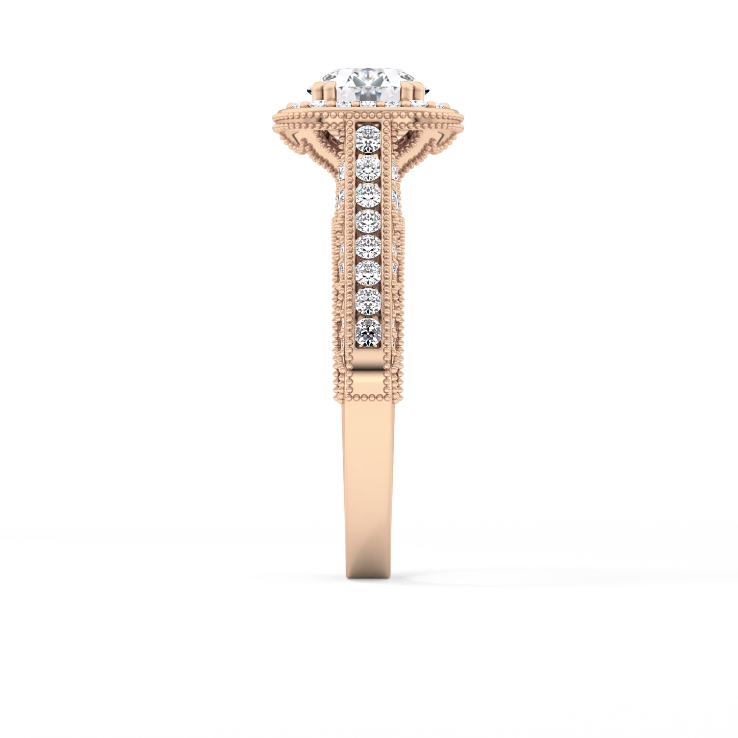 Round Halo & Pave Lab Grown Diamond Engagement Ring