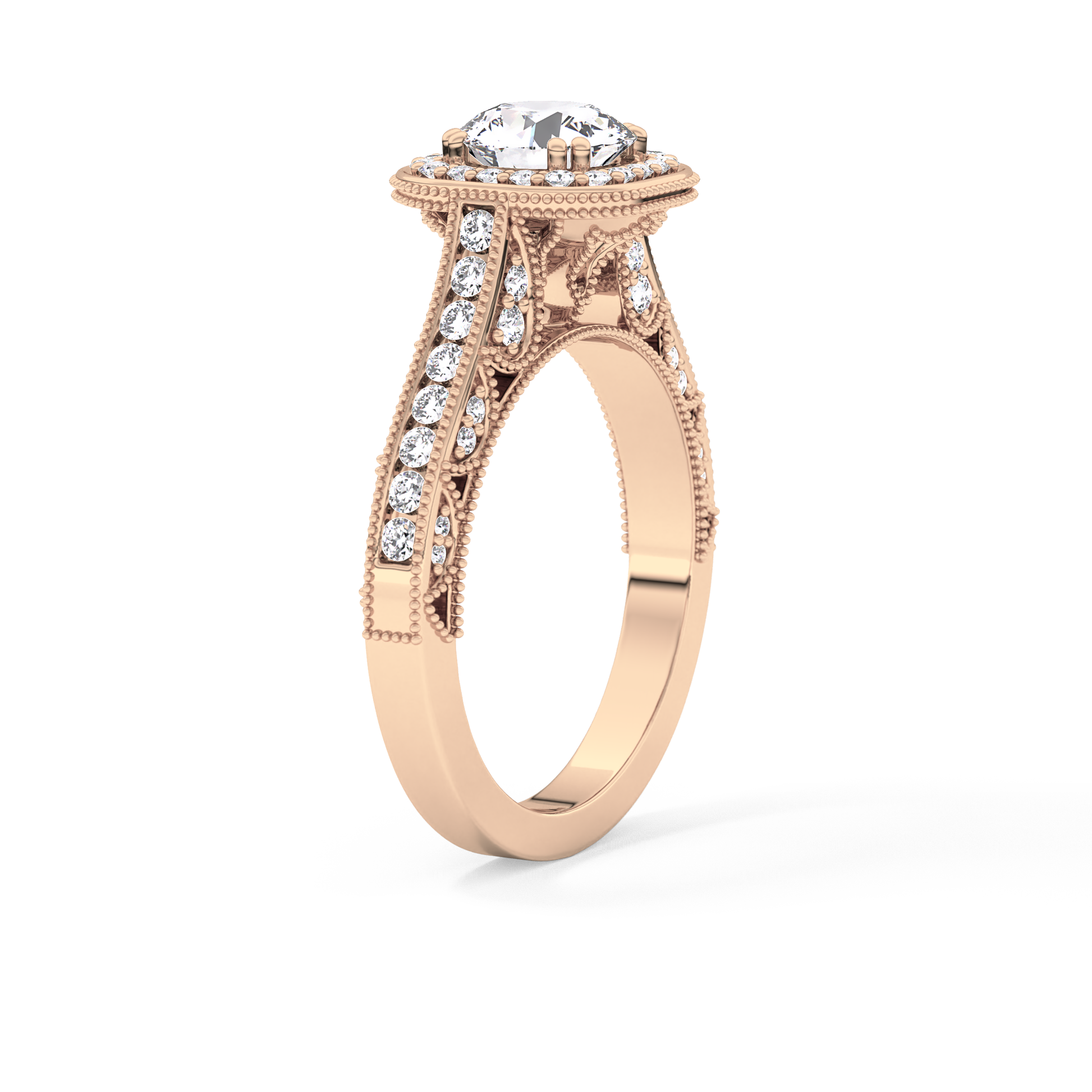 Round Halo & Pave Lab Grown Diamond Engagement Ring