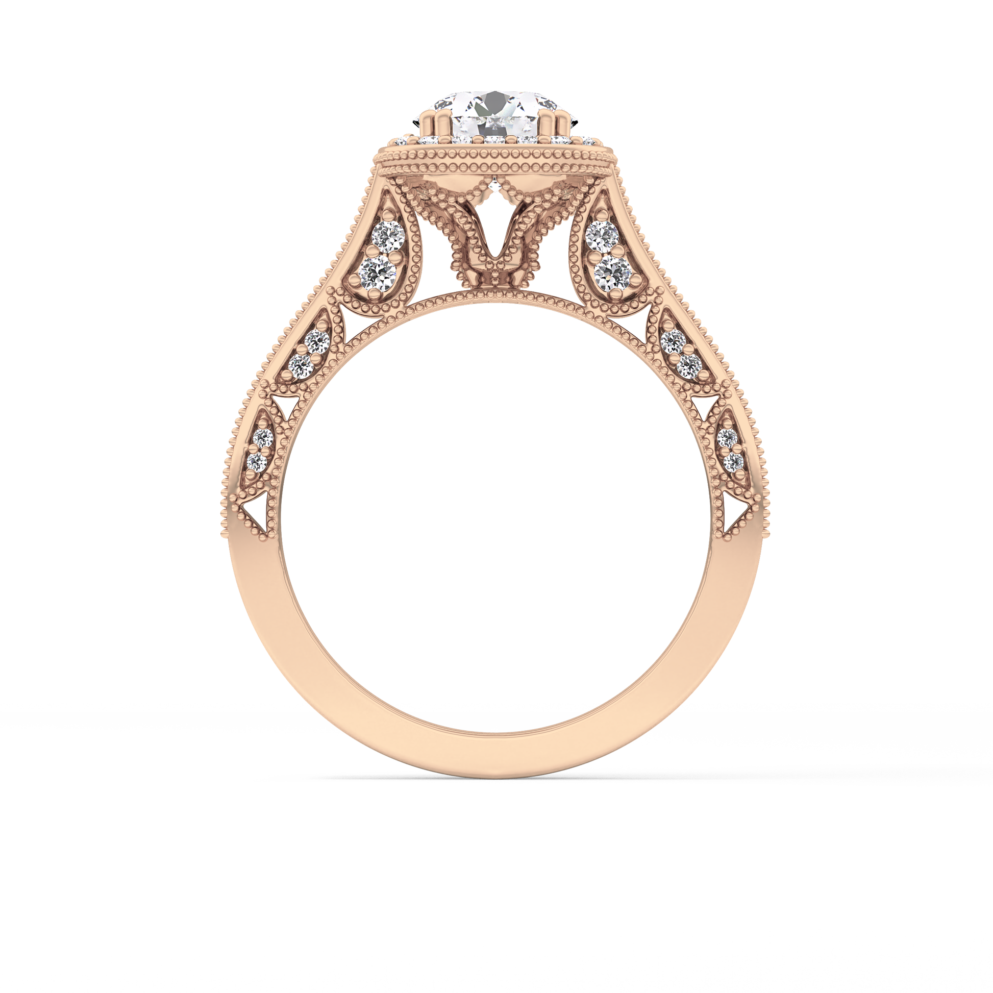 Round Halo & Pave Lab Grown Diamond Engagement Ring