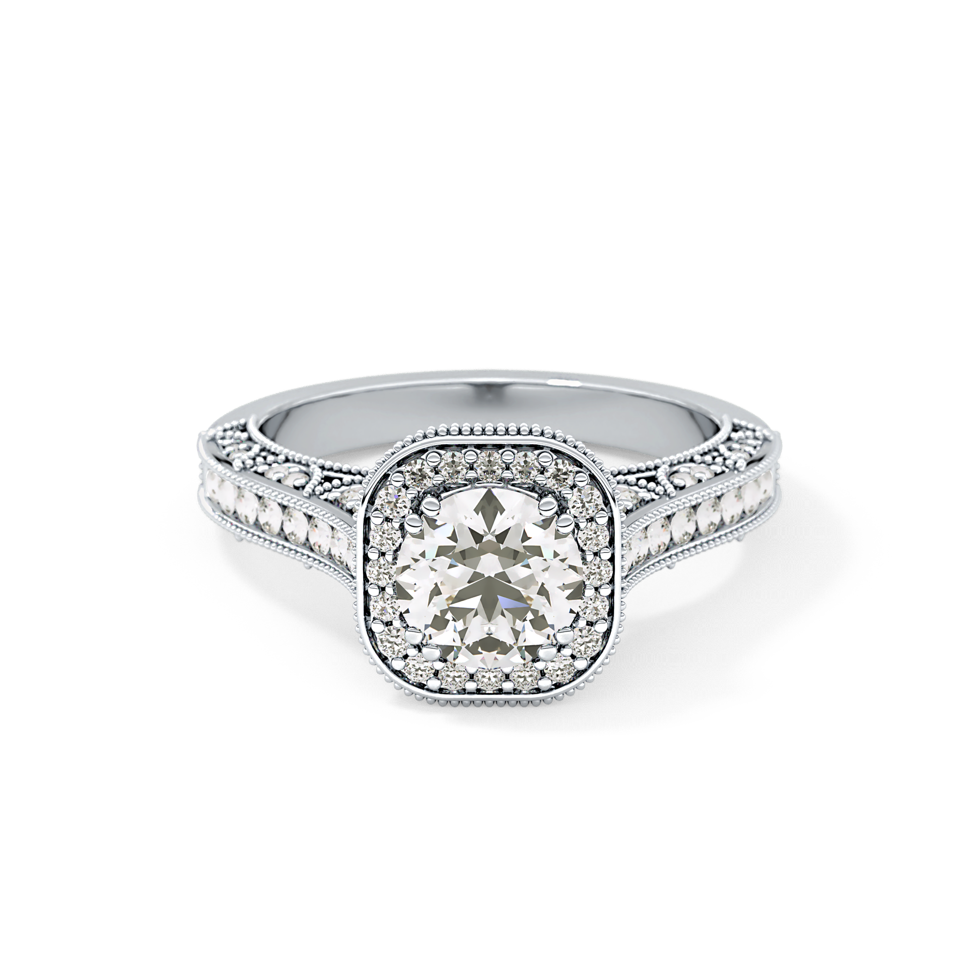 Round Halo & Pave Lab Grown Diamond Engagement Ring