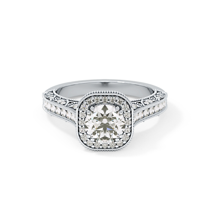 Round Halo & Pave Lab Grown Diamond Engagement Ring