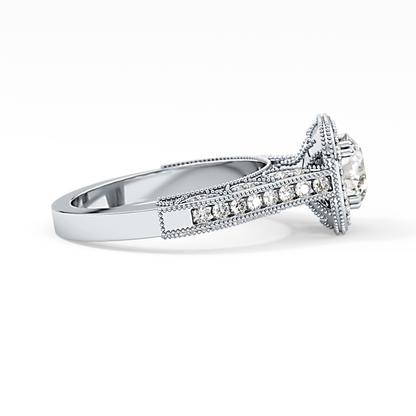 Round Halo & Pave Lab Grown Diamond Engagement Ring