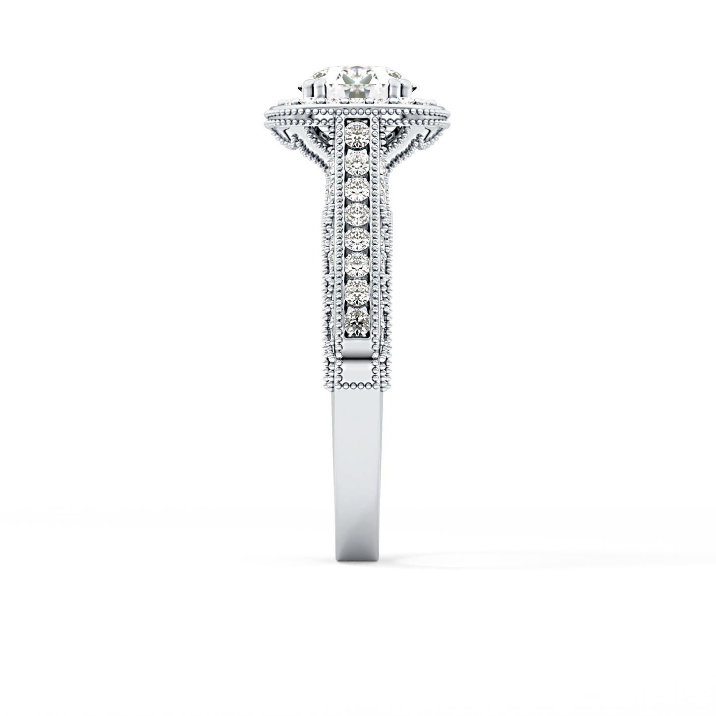 Round Halo & Pave Lab Grown Diamond Engagement Ring