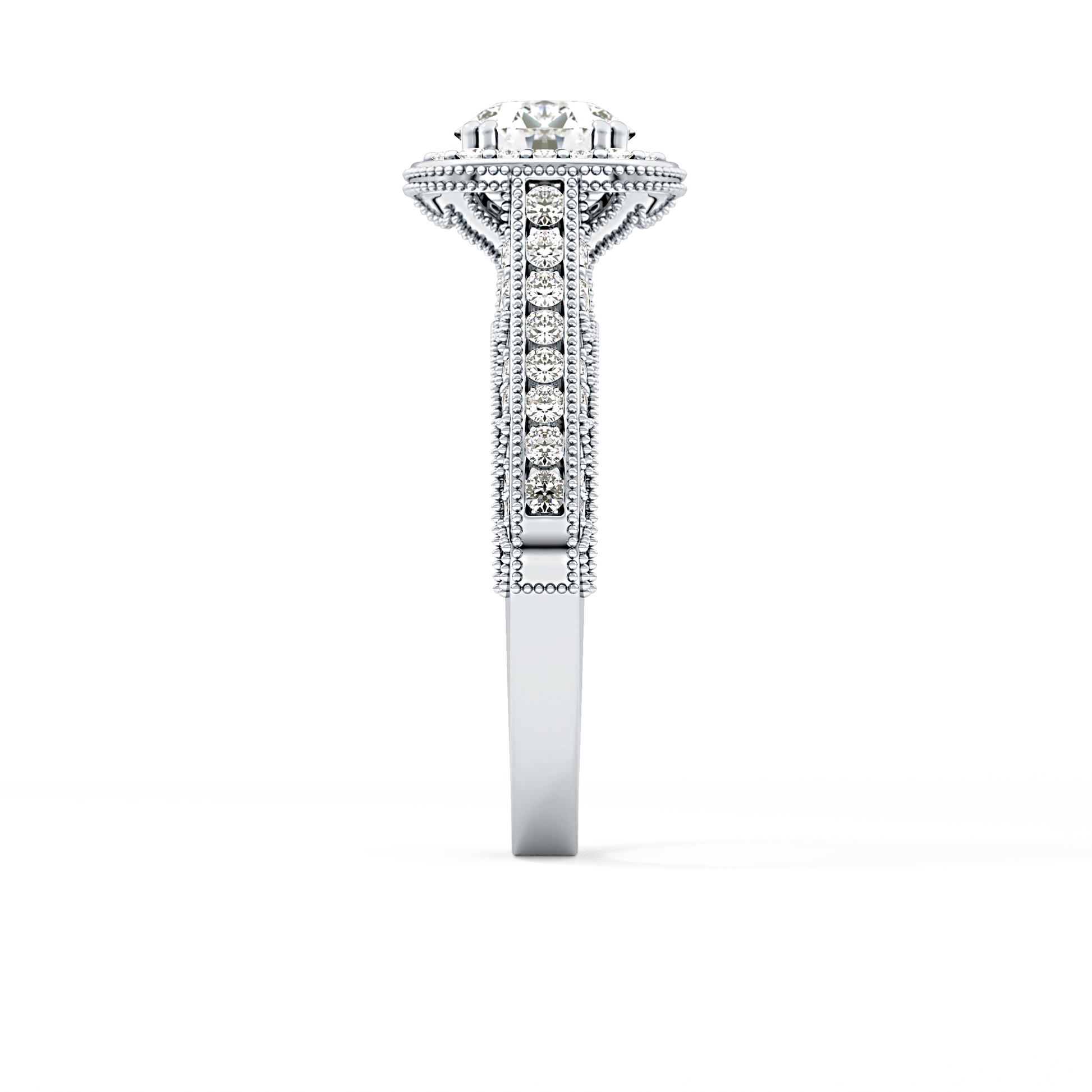Round Halo & Pave Lab Grown Diamond Engagement Ring
