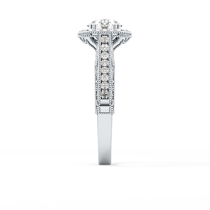 Round Halo & Pave Lab Grown Diamond Engagement Ring
