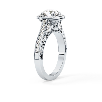 Round Halo & Pave Lab Grown Diamond Engagement Ring