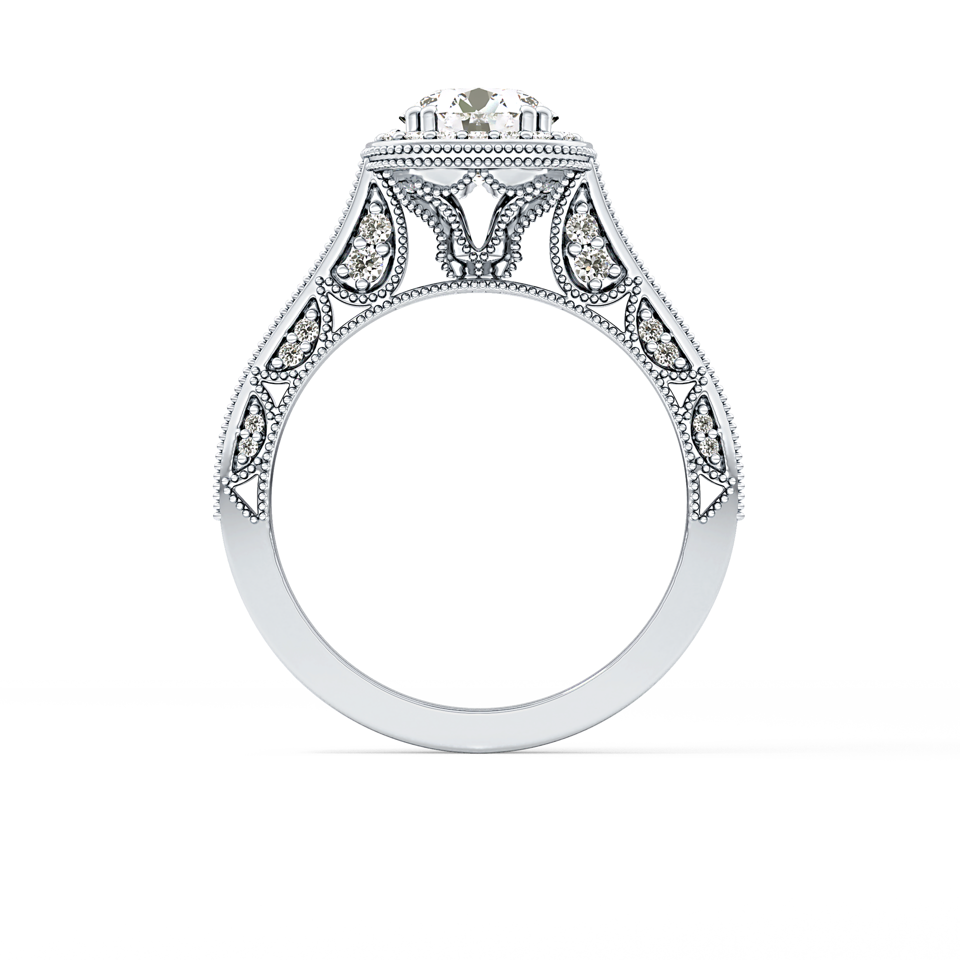 Round Halo & Pave Lab Grown Diamond Engagement Ring