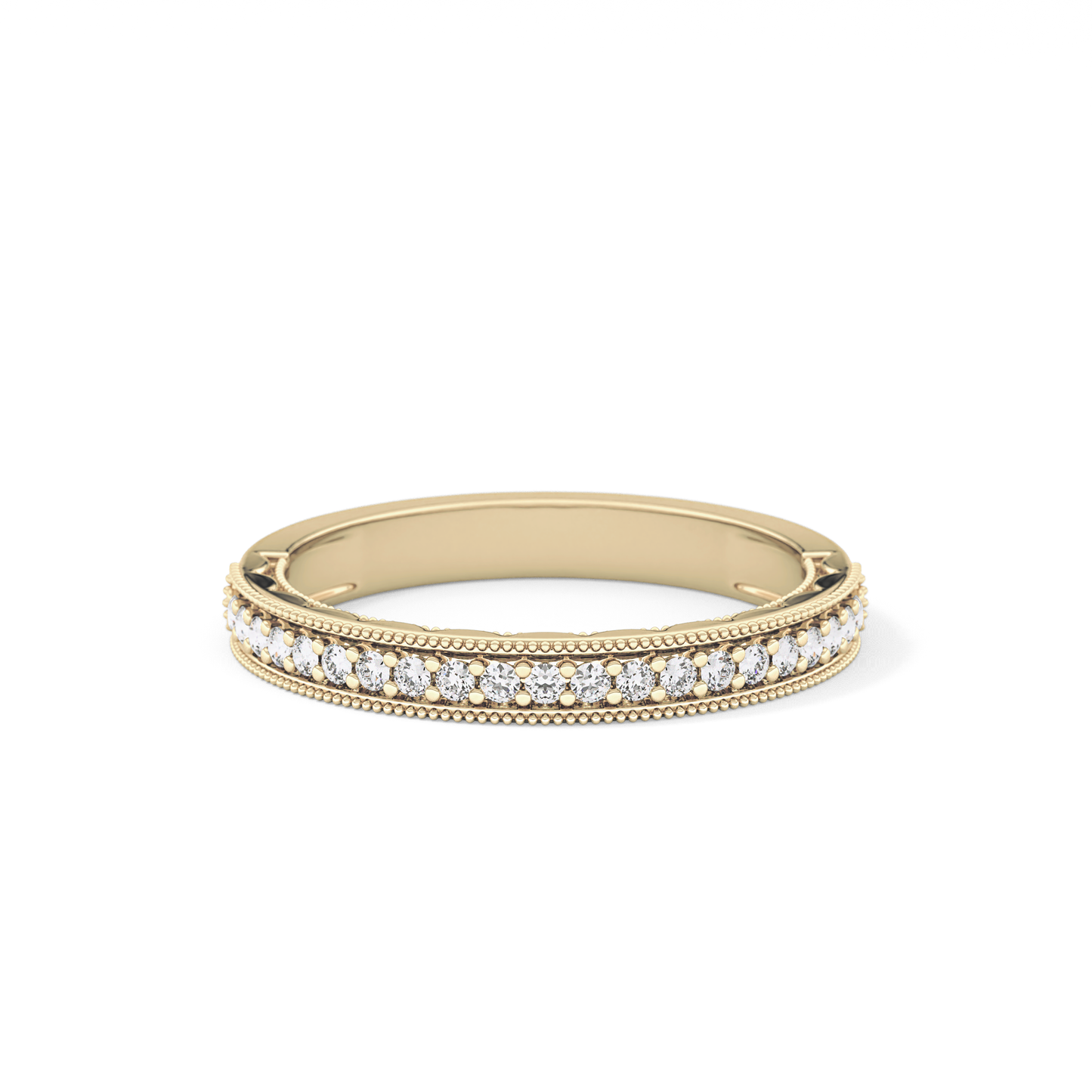 Half Eternity Wedding Band with 0.17 TCW Round Cut Moissanite – Yellow, White, or Rose Gold