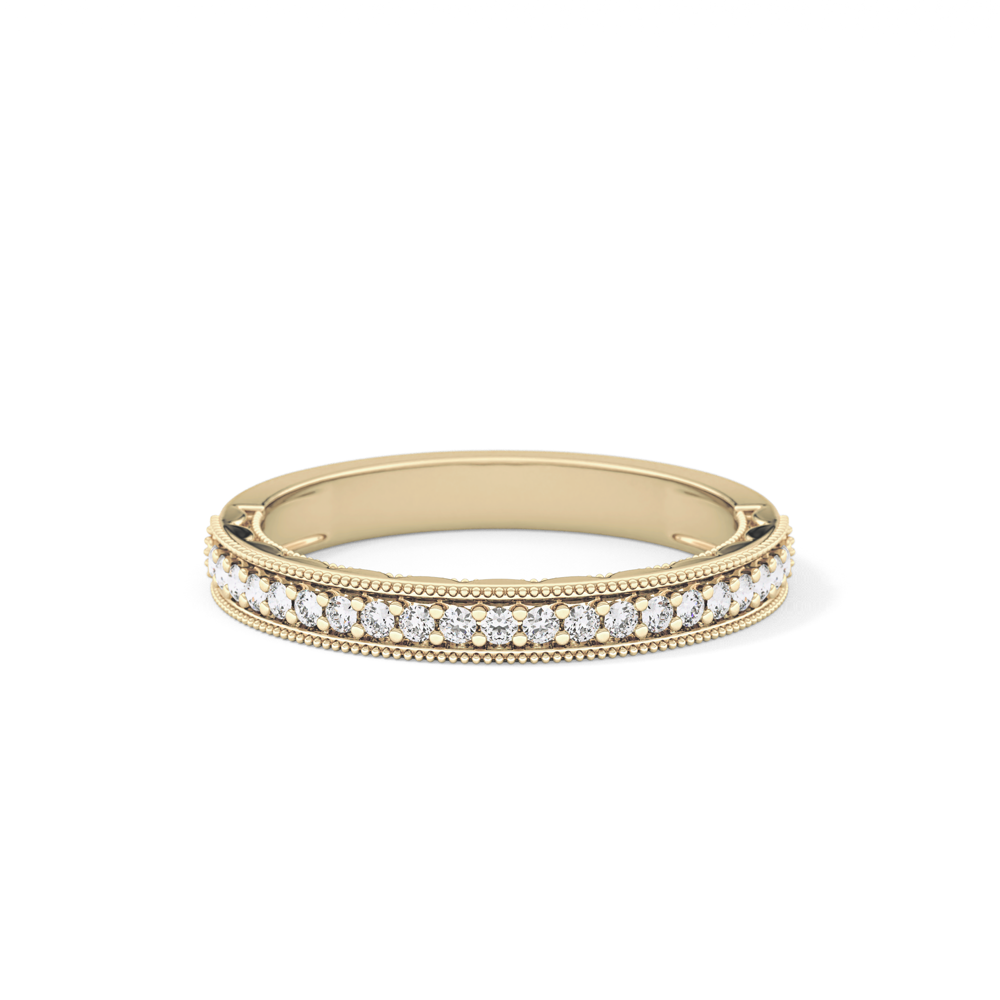 Half Eternity Wedding Band with 0.17 TCW Round Cut Moissanite – Yellow, White, or Rose Gold