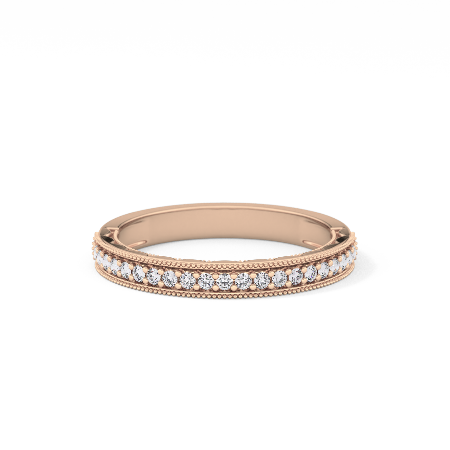 Half Eternity Wedding Band with 0.17 TCW Round Cut Moissanite – Yellow, White, or Rose Gold