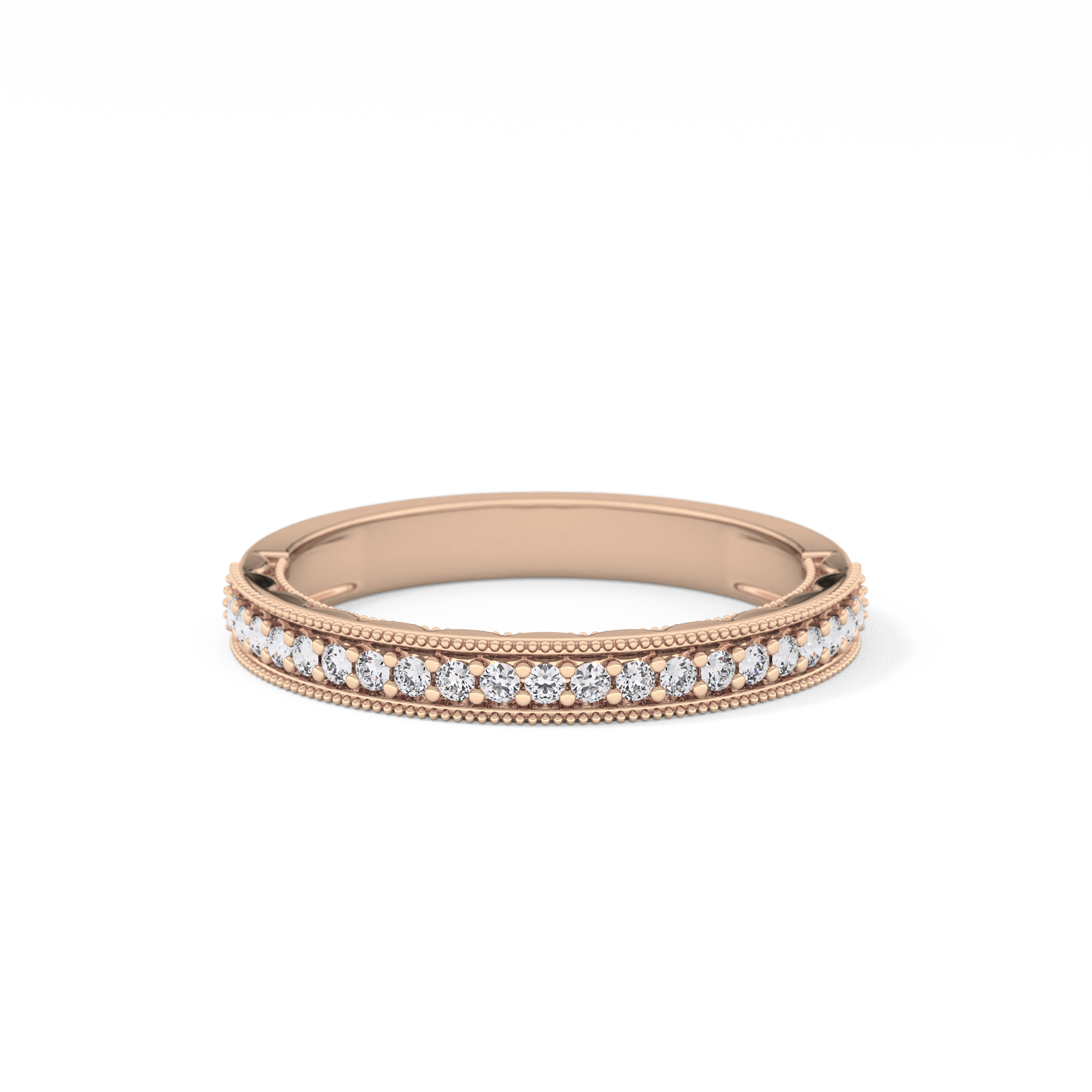 Half Eternity Wedding Band with 0.17 TCW Round Cut Moissanite – Yellow, White, or Rose Gold