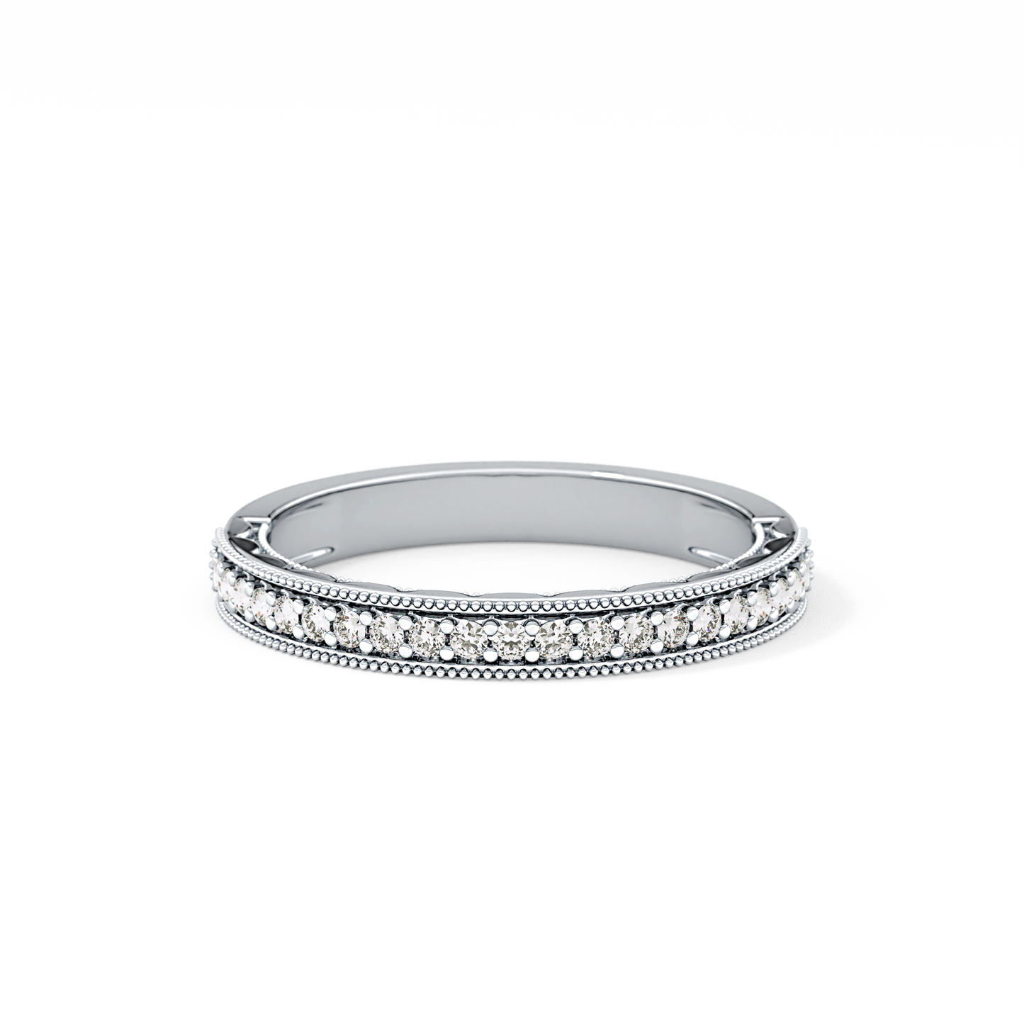 Half Eternity Wedding Band with 0.17 TCW Round Cut Moissanite – Yellow, White, or Rose Gold