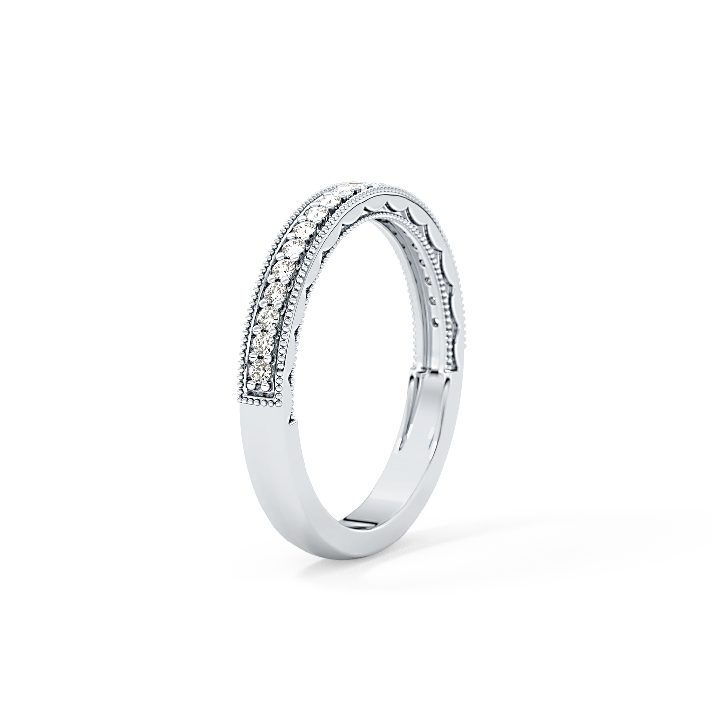 Half Eternity Wedding Band with 0.17 TCW Round Cut Moissanite – Yellow, White, or Rose Gold
